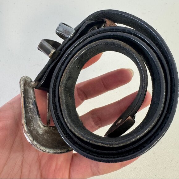 Vintage Johnny Goods Western Handcrafted Boho Leather Black Belt - Picture 9 of 10